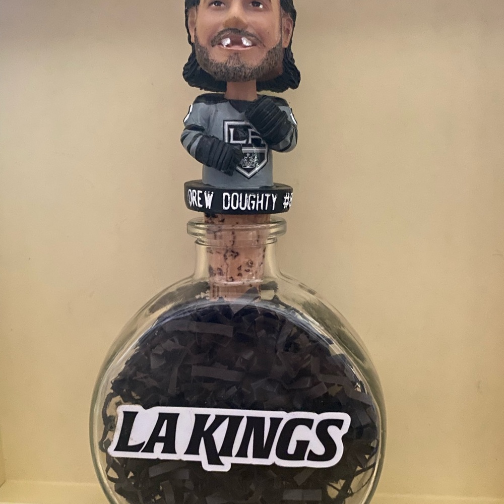 LA Kings Drew Doughty Wine Cork Bobblehead in Small Glass Bottle